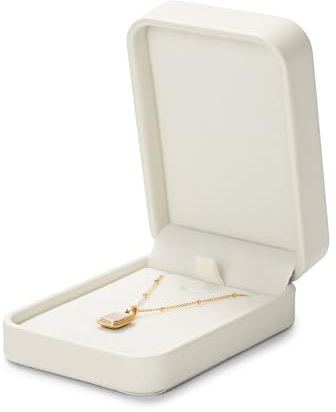 Oirlv PU Leder Beige Anhänger Box Halskette Box | Optimal für Anhänger & Ketten. Stilvolle Präsentation, schützt vor Kratzern