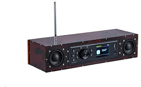 AOVOTO ALK103 FM/DAB Radio Do It Yourself (DIY) Kits mit Acrylgehäuse, DIY DAB+/FM Sets mit Weckmodus & LCD-Display & Stereo-Soundbox (braun)