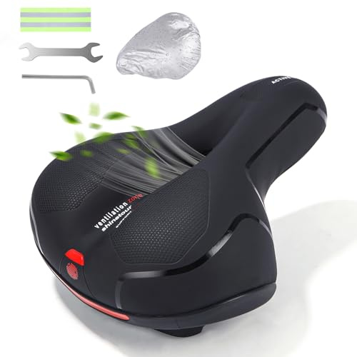 Fahrradsattel,Gel Fahrradsitz,Bequem Weich Memory Schaum Radsattel,Cityradsättel Mountainbikesätte,Ergonomisch Fahrrad Sattel mit wasserdichte Abdeckung,Geeignet für Damen & Herren