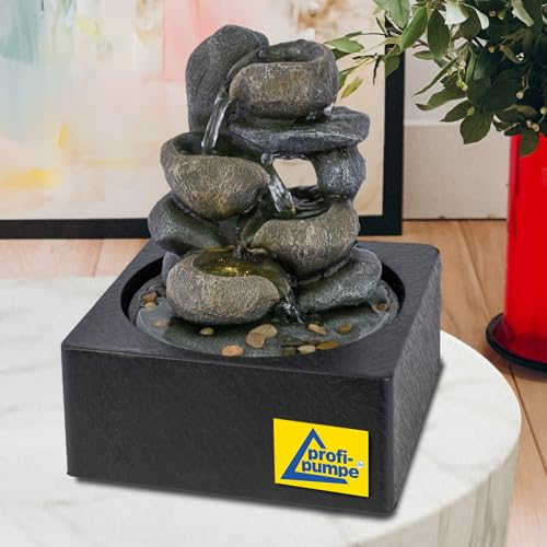 Fontana da interno, fontana decorativa, fontana, cascata, gioco d'acqua, terrazza, balcone, molto decorativo (230 V - fontana da interno gioco FELSEN-Spiel con luce LED)