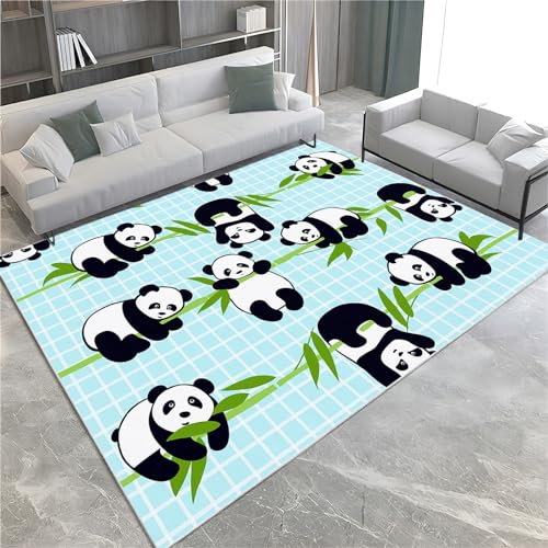 Waschbarer Teppich Grösse : 80x150cm Cartoon-Tiere Riesenpanda Bambus Teppich Wohnzimmer Schlafzimmer, Kurzflor Flauschig Teppiche, Anti-Rutsch Unterseite Teppich, Kinder Teppich Dekoration