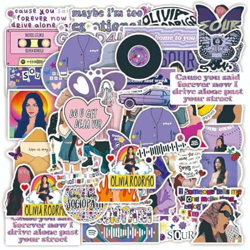 100 Stück Olivia Rodrigo Aufkleber Olivia Cartoon Graffiti Graffiti Style Decals Wasserdicht Aufkleber für Laptops, Computer, Fahrräder, Skateboards, Snowboards und Gepäck