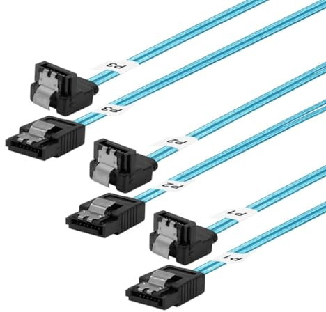 ADCAUDX Cavo SATA lungo a 90 gradi, 1 m, confezione da 3 cavi flessibili sottili SATA ad angolo retto da 9 m ad angolo retto a 6 Gbps dati per hard disk, sever, SSD HDD