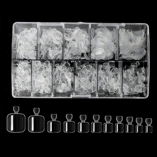 504 Stück Falsche Zehennägel Kit, Künstliche Fussnägel, Tips Zehennägel Künstlich Kit, Full Cover Acryl Künstlich Fußnägel Tips, für Damen und Frauen Nagelkunst DIY Mädchen, 11 Größen mit Box
