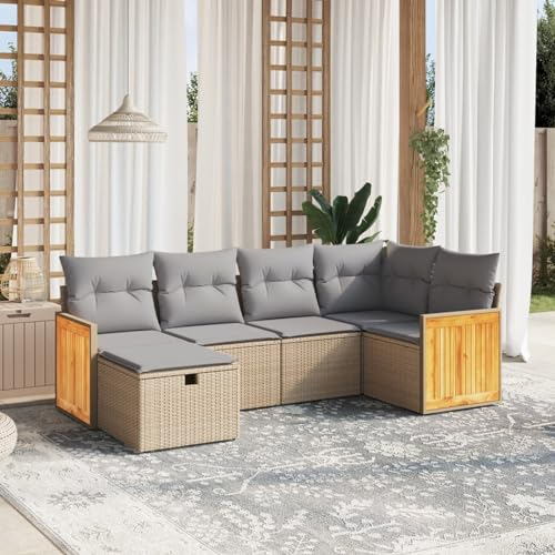 Faroom Gartenlounge Balkon mit Stauraum Ecklounge Klein Garten Lounge Sofa Outdoor Sitzecke Balkon Loungemöbel Gartensofa Ecksofa Balkonmöbel Rattansofa Couch Mischung aus Beige 6-tlg-Type-11