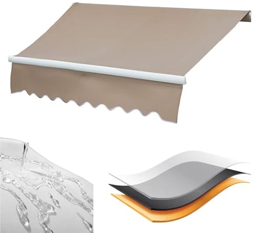 Toldo para Exteriores (sin Marco), Enrollable, Superior De Repuesto, Poliéster De 280 G, Tela Impermeable, Techo De Repuesto para Terraza, Negro/Gris/Azul/Marrón, 2/3/4/5m(Brown,(12