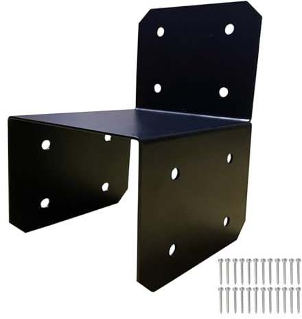 4x4 Wood Post Brackets Kit – 4 PCS Black DIY Joist Anchor Connector Truss to Beam Pergola Hardware Solution for Outdoor House Carport Shed
