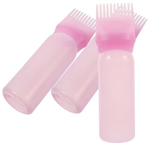 HONMEET 3pcs Medicine Bottle Hair Spray Shampoo Color Hair Dye Applicator Brush Rosemary Water Scalp Bottle Dye Comb Brush Comb Appkicator Oils Pink Plastic