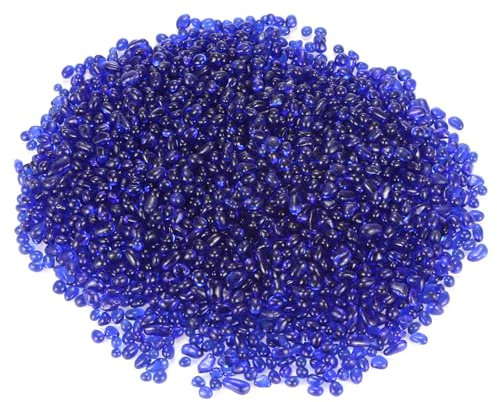 M METERXITY High Luster Round Fire Glass Beads, Glass Gems, Glass Pebbles, Glass Marbles for Vases/Fire Pit/Crafts/Aquarium/Garden Decorations 3-6mm, 350g/0.77-Pound [Dark Blue]