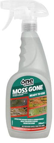 One Chem Moss Gone Moss Killer, 750 ml, For Paths, Patios, Roofs, Walls, Tarmac, Gravel