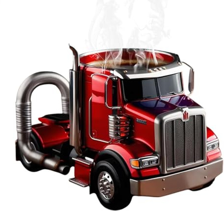 YNPQTDS Funny Coffee Cup - Semi Truck Coffee Mugs, Handcrafted Truck Coffee Mug, Truck Shaped Coffee Cup for Offices and Home, Trucker Gift for Him, Semi Trailer Shaped Ceramic Coffee Cup