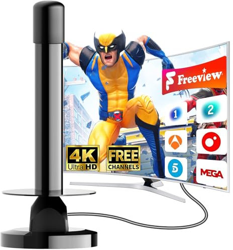 Antena TV Interior 2025 para Smart TV – Recepción 360° con Base Magnética Fuerte, Digital para Interiores Canales de HDTV 1080P 4K Gratuitos,para Todos los Televisores
