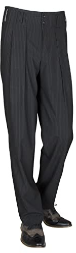 Weite Bundfaltenhose mit Nadelstreifen im Retro-Stil. Hoher Bund, lockerer Sitz – perfekt für Rockabilly, Swing Dance - 50er Jahre Mode Herren. Größe 56