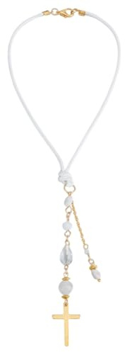 DELORIGIN Cross Hanging Car Mirror Ornament Glass Crystal Bead Charm Suncatcher Car Mirror Pendant Accessories Good Luck Keychain for Bag Window Car Mirror Door Garden Balcony Home Decoration