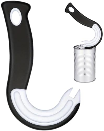 Apriscatole con Gancio, Apriscatole a Forma di J Apertura Facile Ad Anello, Manuale Maneggevole strappo Gancio per Linguette Lattine Barattoli Bottiglie
