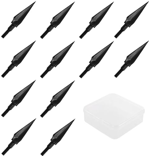 KURUGEILI 12-pack 100/125/150 korn bågskytte traditionella bredhuvuden, stålspetsar, skruv-i jaktpilhuvuden, pilspets för compound, recurvebåge och armborst