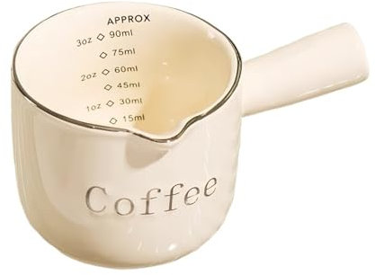 CGUOHU Pentolino Latte Tazza di Estrazione in Ceramica da 2 Pezzi con Scala for caffè, Tazza di Latte, oncia addensata, Accessori for caffè Domestico Bollilatte