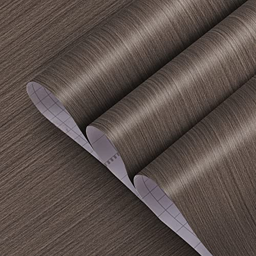 TOTIO Papier peint autocollant effet bois marron de 61 x 198,1 cm, style industriel, autocollant mural en vinyle de chêne rustique, autocollant amovible pour meubles, mat épais, effet noyer