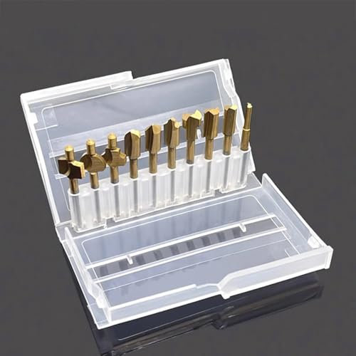 LeTkingok Set di 10 Frese per Rifinitura Hss Rivestite in Titanio, Gambo Da 1/8 di Pollice, Per Incisione Del Legno, Frese per Scanalature