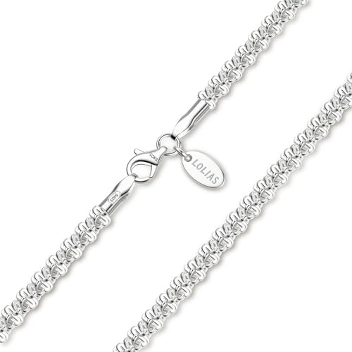 LOLIAS Silberkette Damen 925 Ohne Anhänger Halskette Kette Damen Silber 1.9 MM Lange Silberkette Choker Halskette Glitzernde Schmuck Geschenke 55CM