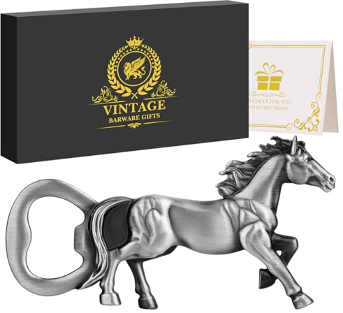 LULLEA Regali personalizzati per gli amanti dei cavalli, apribottiglie, cavallo, birra, regali di Natale, regalo di compleanno per uomini e donne, accessori per cavalli, regalo, con confezione regalo