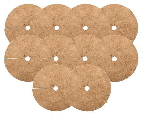Wacredo Lot de 10 tapis ronds en coco - Protection hivernale et protection contre le gel pour plantes en pot - Protection des plantes en 100 % fibres de coco - Disque de paillage (20 cm - 80 cm de