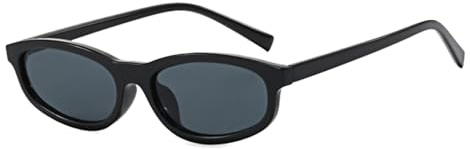 LJCZKA Retro Ovale Sonnenbrille Damen Klein Sonnenbrille Rechteckig Schmal Katzenaugen Brille 90er Jahre mit UV400 Schutz