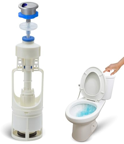 Mecanismo de doble descarga para WC, Válvula Descarga Inodoro, Descargador WC universal, Apto para cualquier tipo de cisterna estándar con doble pulsador 3/6 L de descarga para ahorrar agua