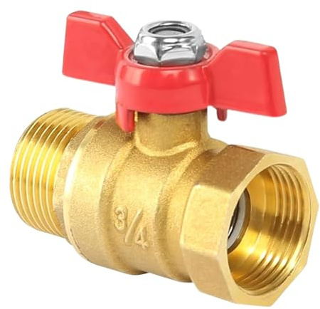 Space Saving 3/4Inch Female Male Thread Brass Ball Valves Replacement Two Way Shut Off with Butterfly Handle Two Way Brass Shut Off