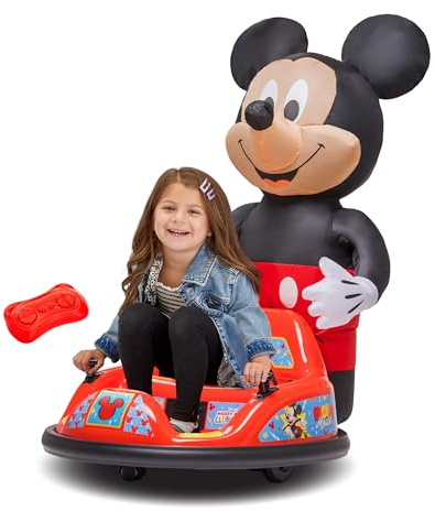 ImaginAir 6V Mickey Mouse Toys Toddler Bumper Car - Ride On Toddler Toy, Kids Electric Bumper Car, Auto-Inflated, Parent Remote Control, LED Light, 360° Spins, 1 MPH, Max Weight 66lbs, Age 1.5-4yrs