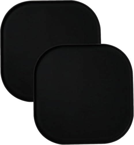 2-teiliges Set Wasserfeste Silikon Futtermatte für Hunde und Katzen, Quadratisches Futtertablett, rutschfeste, Leicht zu Reinigende Fressnapf-Unterlage, Lebensmittelecht (Schwarz, 26cm x 26cm)
