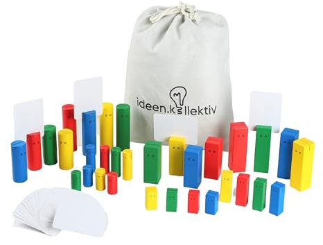 ideen.kollektiv - Planche système colorée Pro figurines avec fente pour cartes et cartes – En bois de hêtre de qualité supérieure – Figurines systémiques pour planche familiale – Idéal pour les postes