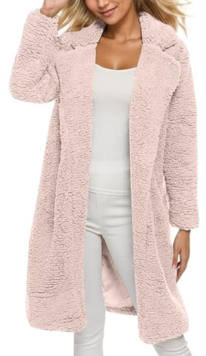 Manteau Chaud Femme Parka Femme Hiver Manteau Tendance Col Revers Overcoat Chic Et Élégant Manteaux Durable Trench pour Les Sorties Rose M