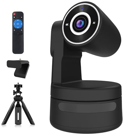 Tiny 4K PTZ Webcam HDR ½.8 Sensore Auto-Tracking Gesture Control Built-in Pickup Supporto USB Audio e Video Output, PTZ Webcam per riunioni online, chat online, lezioni online, live streaming, ecc.