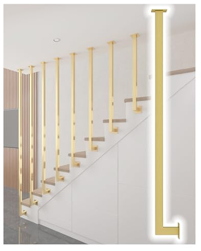 JYHHCYS geländerpfosten treppengeländer Treppengeländerpfosten Aus Eisen, Hoch Treppengeländerpfosten Zur Absturzsicherung, Vertikale Geländer Für Ebene Und Geneigte Treppen(Gold,88cm/34.6in)