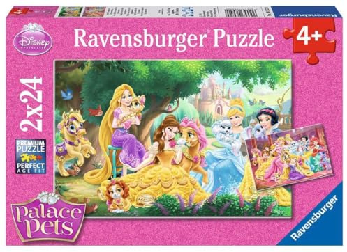 Ravensburger Puzzle Beste Freunde der Prinzessinnen - 2x24 Teile | 2x24 Teile Palace Pets Puzzle, Kinderpuzzle ab 4 Jahre, Ravensburger Qualität