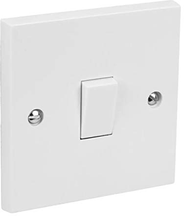 Single Gang Light Switch 1 Gang 2 Way White Plastic 10A