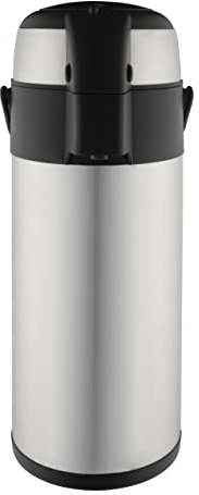 Pioneer Flasks, Dispensador de Bebidas, Acero Inoxidable, Airpot, Para Bebidas Calientes o Frías, Té, Café, Para Conferencias o Eventos, Acabado Satinado, 5 Litros, SS50R