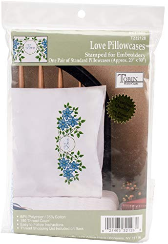 Love Stamped for Embroidery Pillowcases - Set of Two