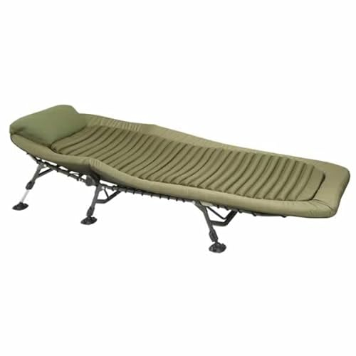 Behr Unisex – Erwachsene Angeln Accessoires, Luxus Liege mit Neuer Polsterung Karpfenliege, Grau, 230cm