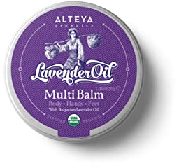 Alteya Baume tout usage à la lavande biologique 30g - Certifié biologique USDA - Traitement du corps, des mains et des pieds avec de l'huile de lavande de qualité thérapeutique - Apaisant et hydratant