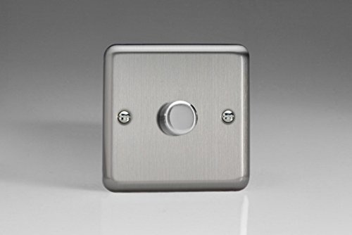 Varilight Single V-Pro Rotary 2-Way LED Dimmer 1 x 0-120W - Value Matt Chrome With Brushed Steel Knob, JSP401