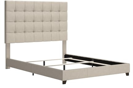 Signature Design by Ashley Dolante Queen Size Upholstered Tufted Bed Frame, Beige