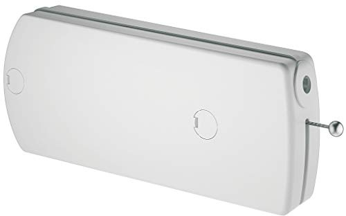 Gedotec Klappenbeschlag Möbel Klappenhalter mit Seilzug | Modell B - 100 N | Abdeckkappen: weiß | Seilzug-Beschlag für Klappengewicht bis max. 9 kg | 1 Stück - Klappen-Befestigung für Barfächer