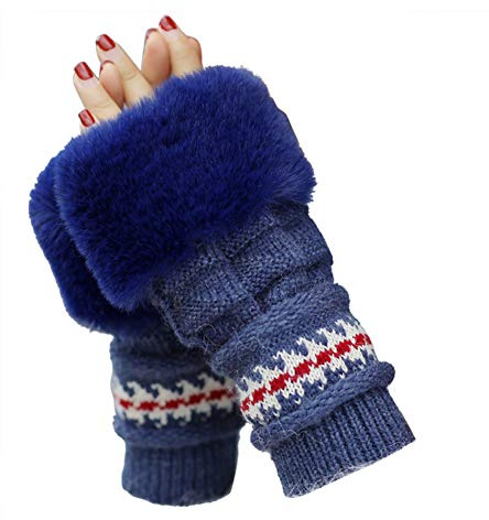 Amorar Damen Handschuhe Winter Armstulpen Fingerhandschuh Strickhandschuhe Warme Fäustlinge Fausthandschuh Für Pulswärmer lang Handwärmer Handstulpen Alternative