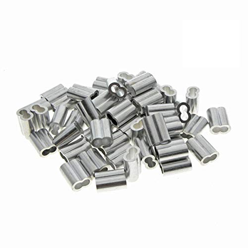 Kitchen-dream 0.11inch (3mm) Diameter Wire Rope Aluminum Sleeves Clip Fittings Cable Crimps(50PCS/80PCS/100PCS) (50PCS)