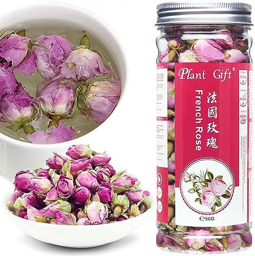 Plant Gift France Rose Tea, Thé de Rose Parfumé Naturel, Pétales de Rosa Damascena, Fleurs de Qualité Alimentaire 50g / 1.76oz