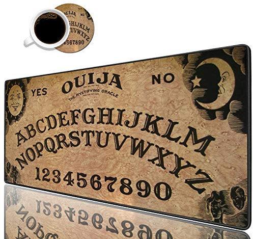 Schreibtischunterlage, Gaming-Mauspads mit Untersetzern, genähte Kanten, XXL-großes Mauspad für Laptop, Retro, Ouija-Board, Schreibtischunterlage für Büro und Zuhause, 80 x 30 cm