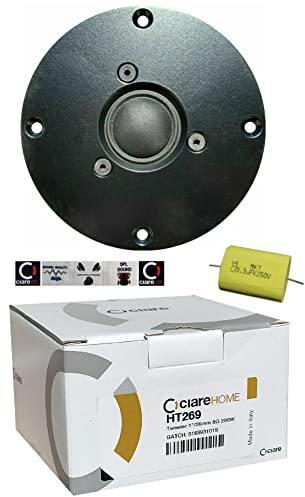 Ciare 1 x HT269 HT 269 Dome Hochtöner Driver Schwarz 100 Watt Rms 200 Watt Max 11,00 cm 110 mm Durchmesser Impedanz 8 Ohm Empfindlichkeit 90 dB Haus, 1 Stück + Kondensator und 5 Sticker Geschenk