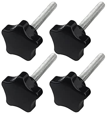 YINSONG 4 x Star Head Screw M6 (10-50 mm) Black Star Screw Thread Thumb Screw Clamp Knob Star Screw Head Diameter 32 mm M6 x 40 mm
